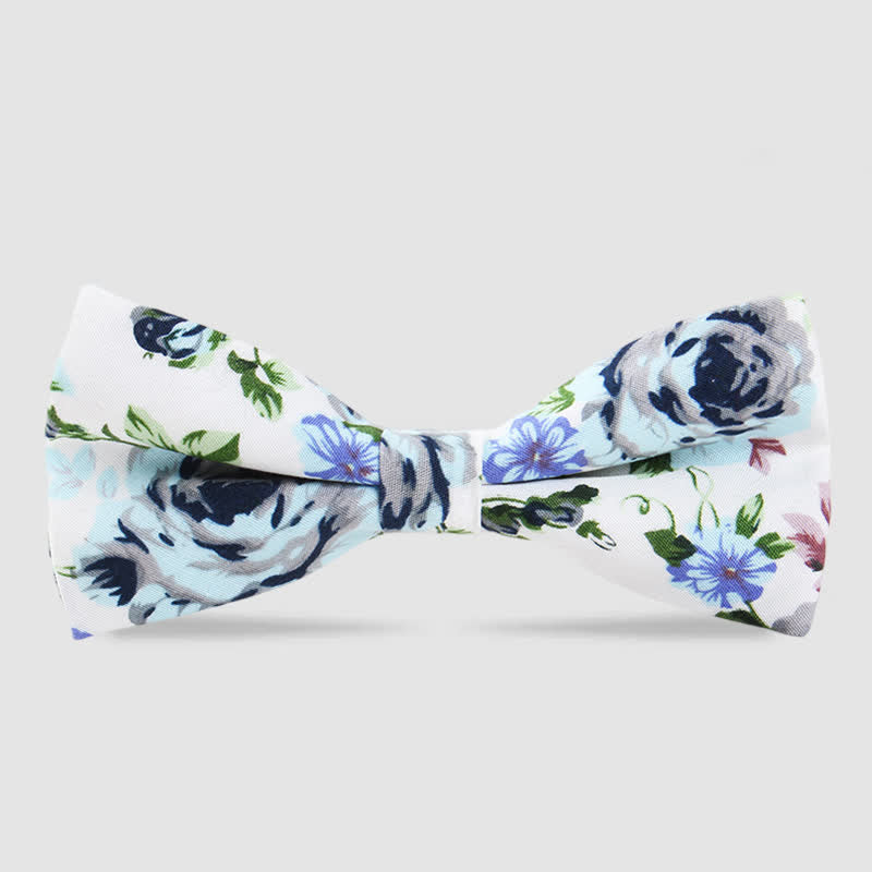 Nœud papillon en coton imprimé floral pour homme - Bleu pâle - image 10