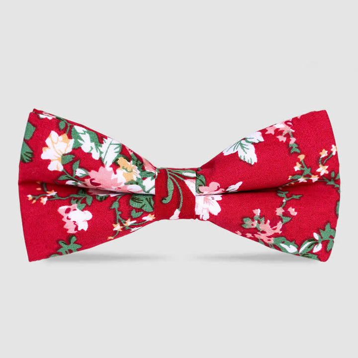 Nœud papillon en coton imprimé floral pour homme - Rouge - image 3