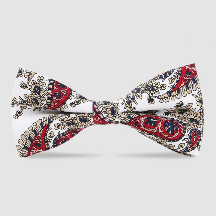 Nœud papillon en coton imprimé floral pour homme - Blanc et rouge - image 12