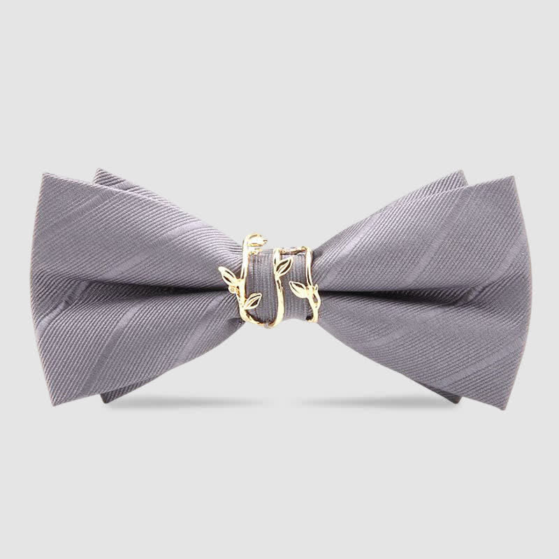 Nœud papillon en sergé de luxe à motif de feuille de vigne dorée pour homme