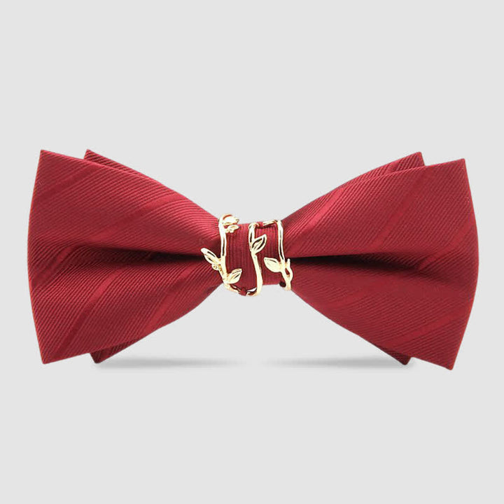 Nœud papillon en sergé de luxe à motif de feuille de vigne dorée pour homme