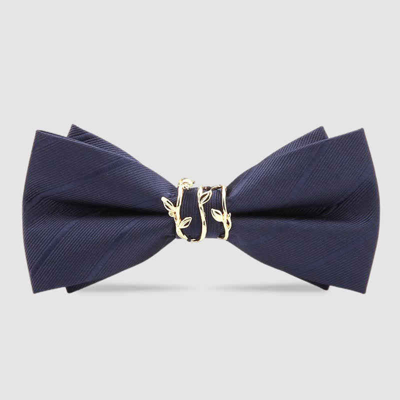 Nœud papillon en sergé de luxe à motif de feuille de vigne dorée pour homme
