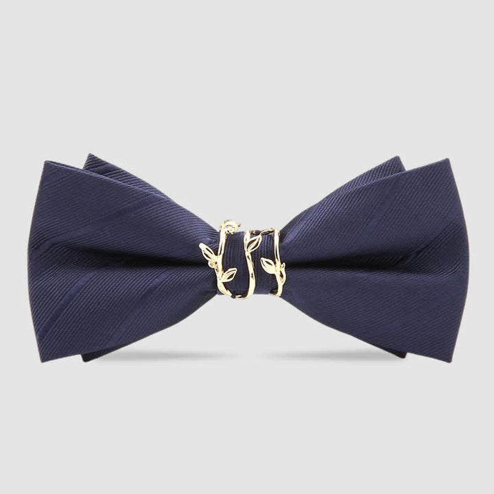 Nœud papillon en sergé de luxe à motif de feuille de vigne dorée pour homme