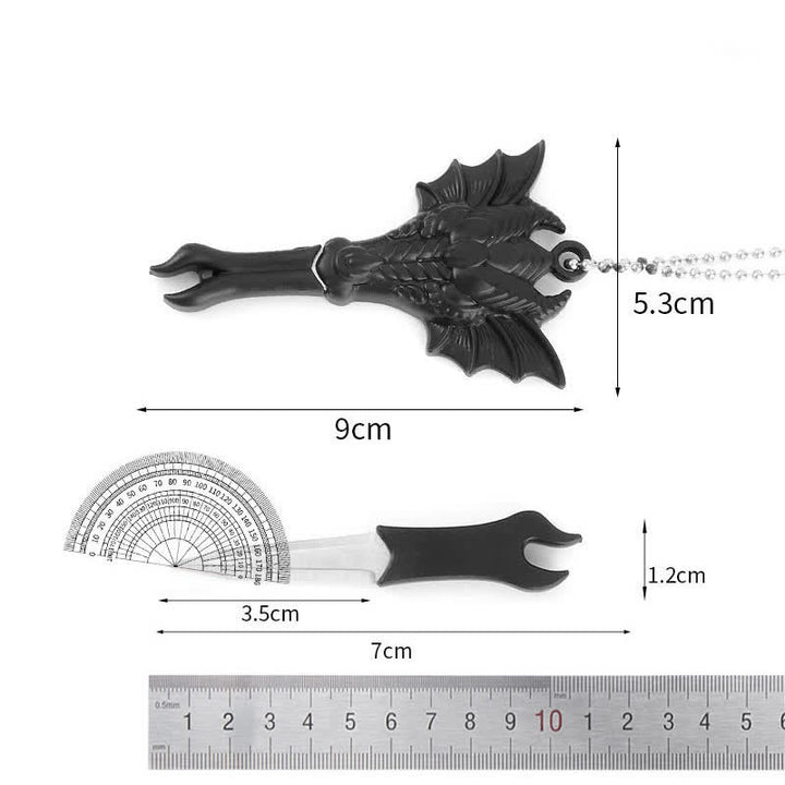 Collier pendentif mini-lame cachée en forme de serpent et de crâne de dragon noir