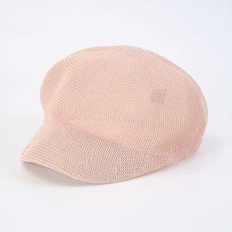 Béret de plage en paille tissée de couleur unie pour femme