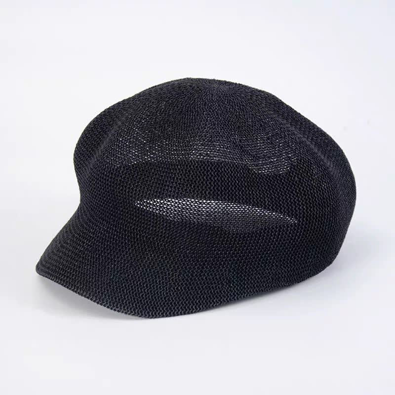 Béret de plage en paille tissée de couleur unie pour femme