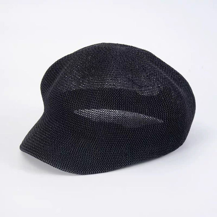 Béret de plage en paille tissée de couleur unie pour femme