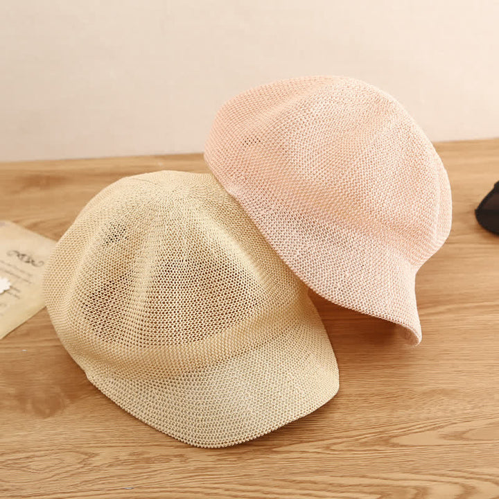 Béret de plage en paille tissée de couleur unie pour femme