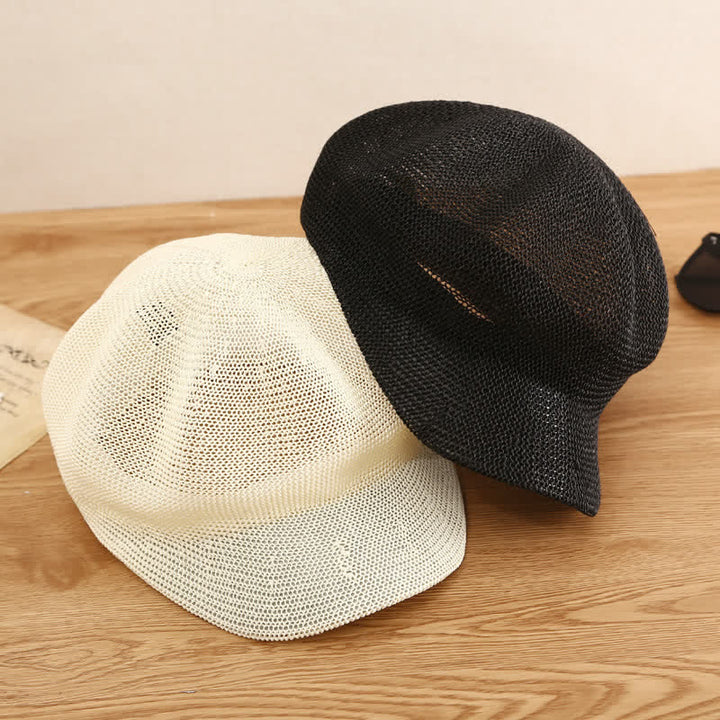 Béret de plage en paille tissée de couleur unie pour femme