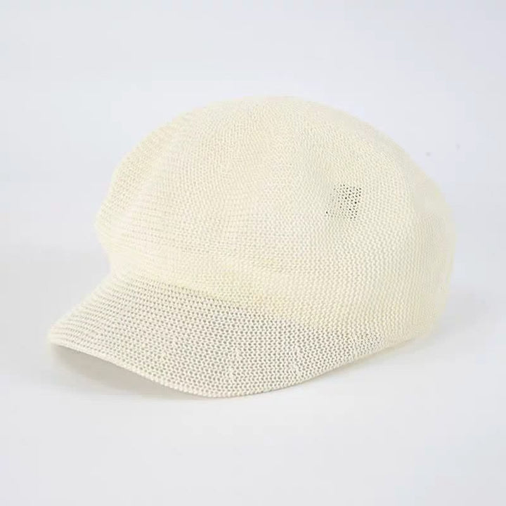 Béret de plage en paille tissée de couleur unie pour femme