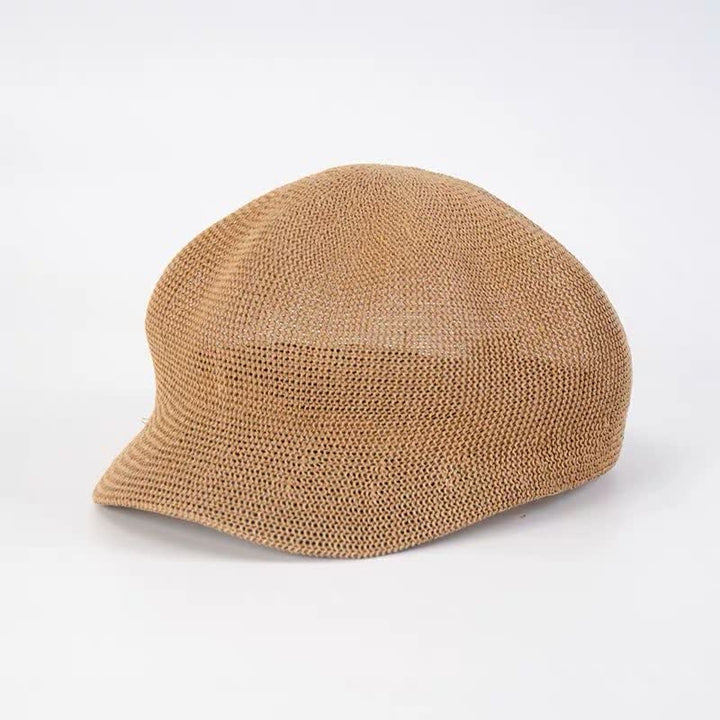 Béret de plage en paille tissée de couleur unie pour femme