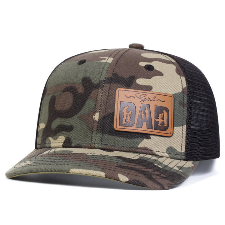 Casquette de camionneur ajustable avec patch en cuir pour papa et fille