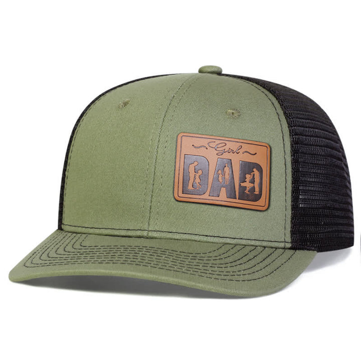 Casquette de camionneur ajustable avec patch en cuir pour papa et fille
