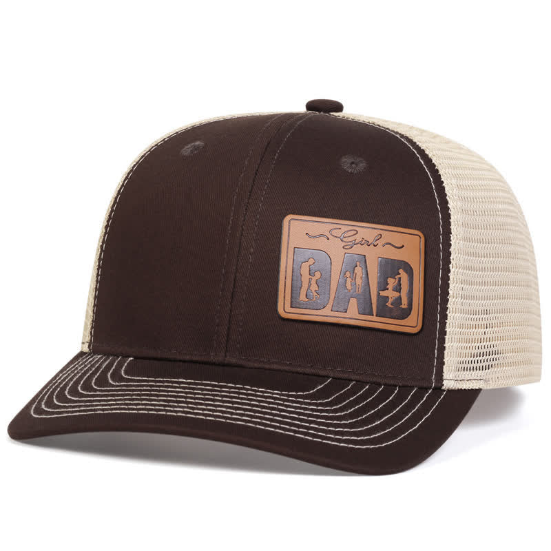 Casquette de camionneur ajustable avec patch en cuir pour papa et fille
