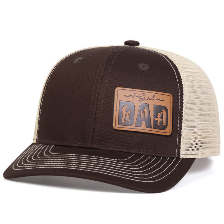 Casquette de camionneur ajustable avec patch en cuir pour papa et fille