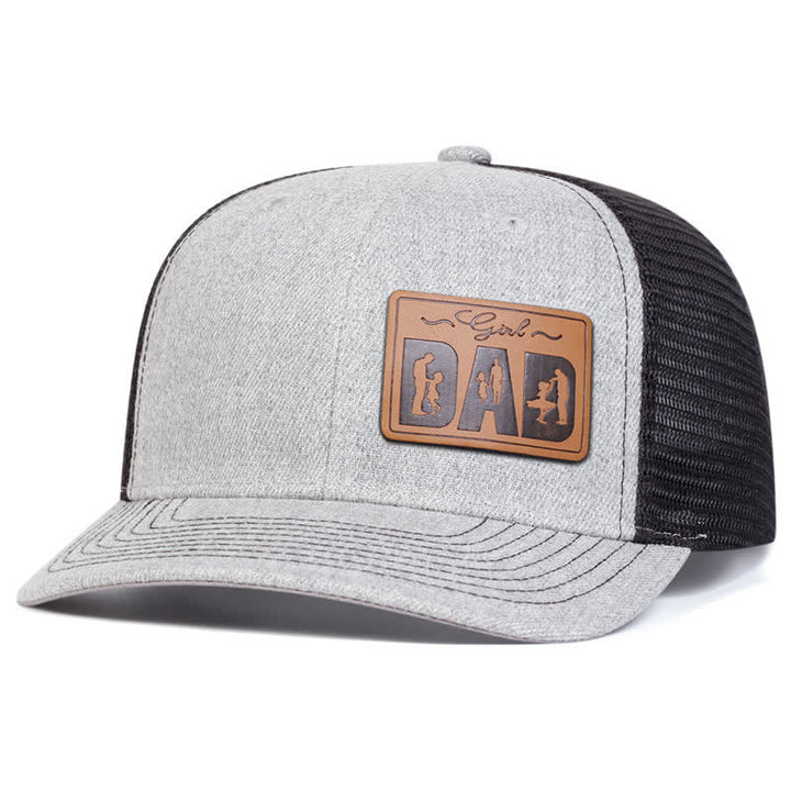 Casquette de camionneur ajustable avec patch en cuir pour papa et fille
