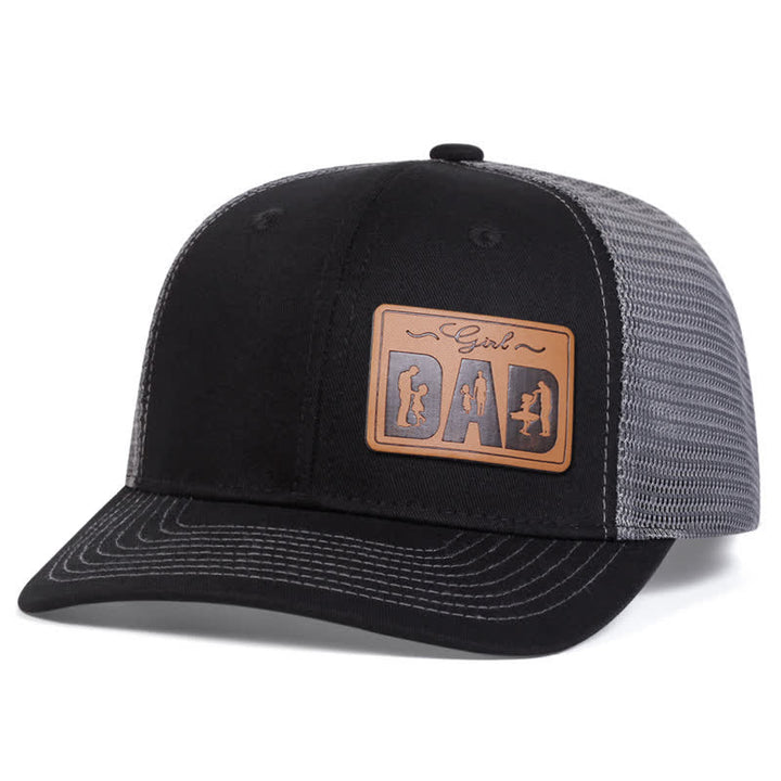 Casquette de camionneur ajustable avec patch en cuir pour papa et fille