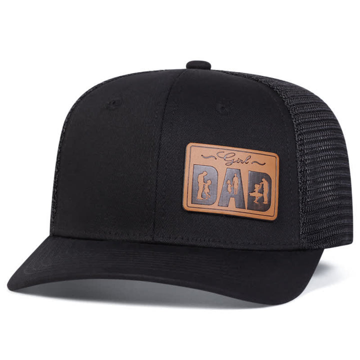 Casquette de camionneur ajustable avec patch en cuir pour papa et fille