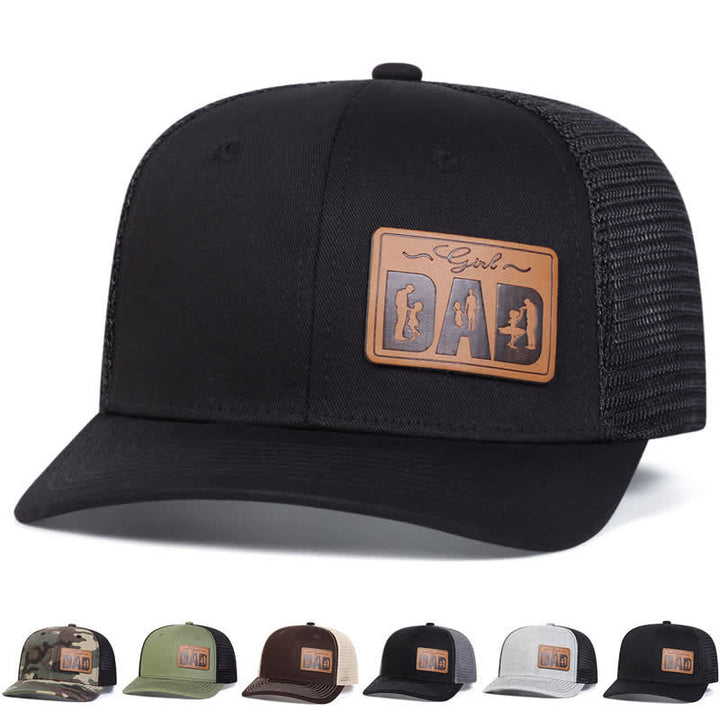 Casquette de camionneur ajustable avec patch en cuir pour papa et fille