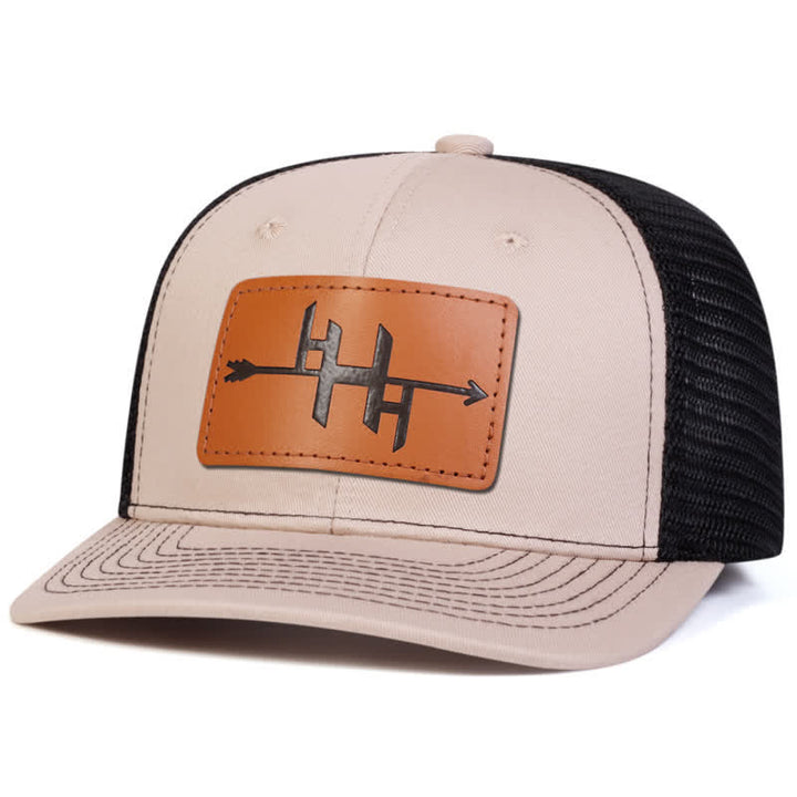 Casquette de camionneur avec patch en cuir et motif de pistolet à pointe de flèche
