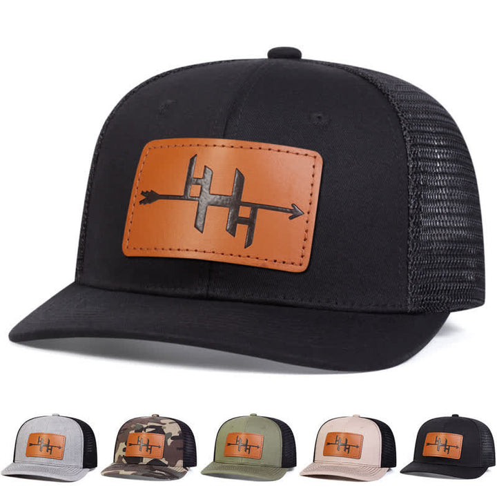 Casquette de camionneur avec patch en cuir et motif de pistolet à pointe de flèche