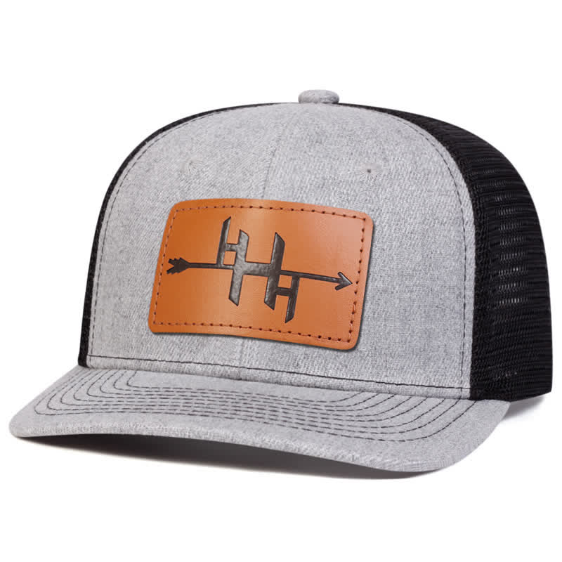 Casquette de camionneur avec patch en cuir et motif de pistolet à pointe de flèche