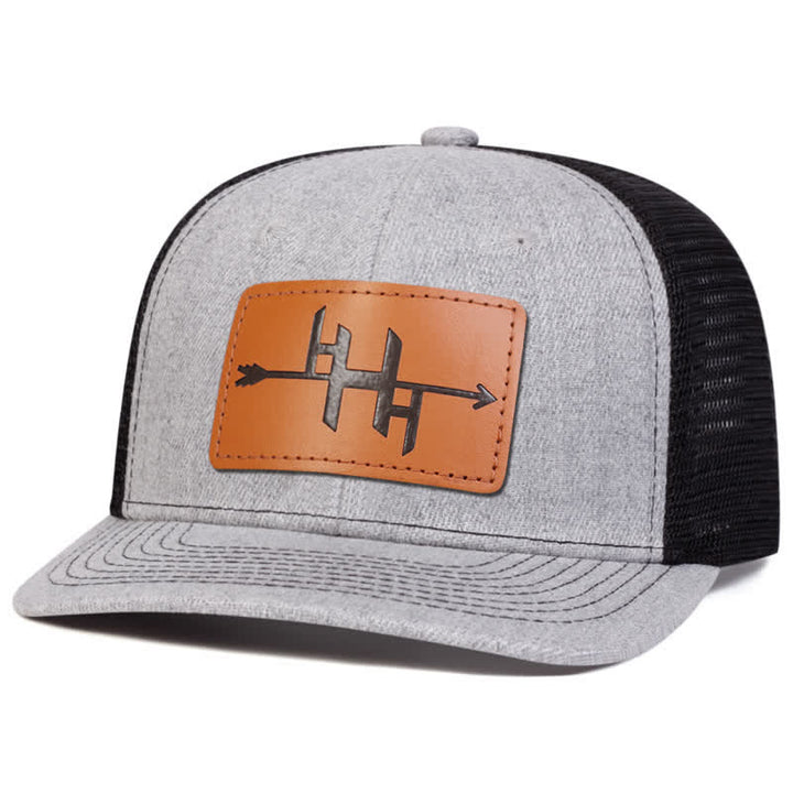 Casquette de camionneur avec patch en cuir et motif de pistolet à pointe de flèche