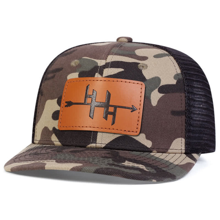 Casquette de camionneur avec patch en cuir et motif de pistolet à pointe de flèche