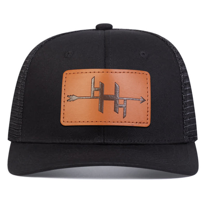 Casquette de camionneur avec patch en cuir et motif de pistolet à pointe de flèche