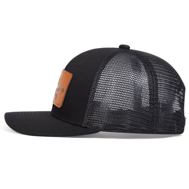 Casquette de camionneur avec patch en cuir et motif de pistolet à pointe de flèche