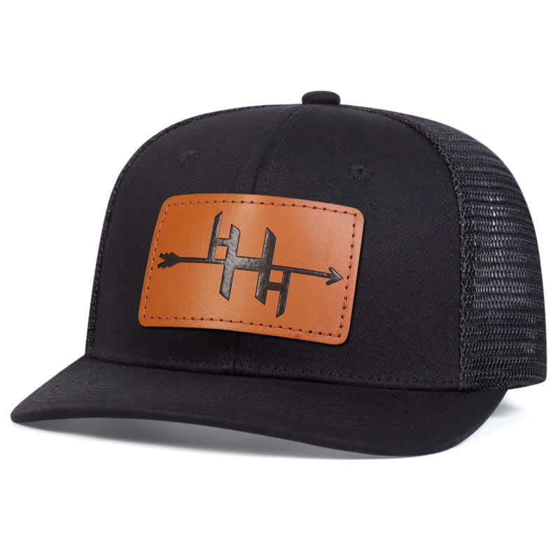 Casquette de camionneur avec patch en cuir et motif de pistolet à pointe de flèche