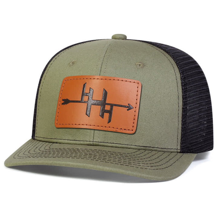 Casquette de camionneur avec patch en cuir et motif de pistolet à pointe de flèche