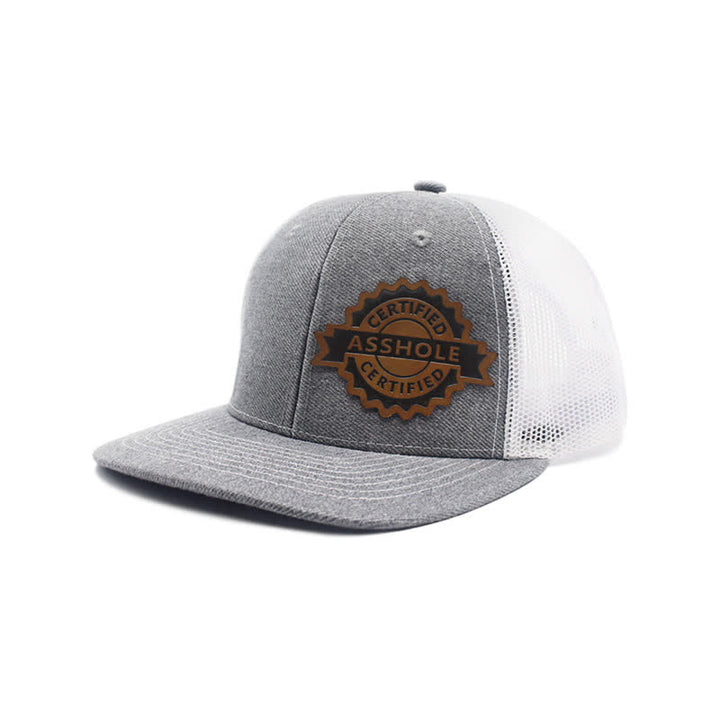 Casquette de camionneur en cuir marron avec motif de lettres