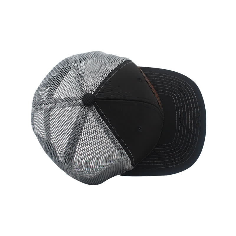 Casquette de camionneur en cuir marron avec motif de lettres
