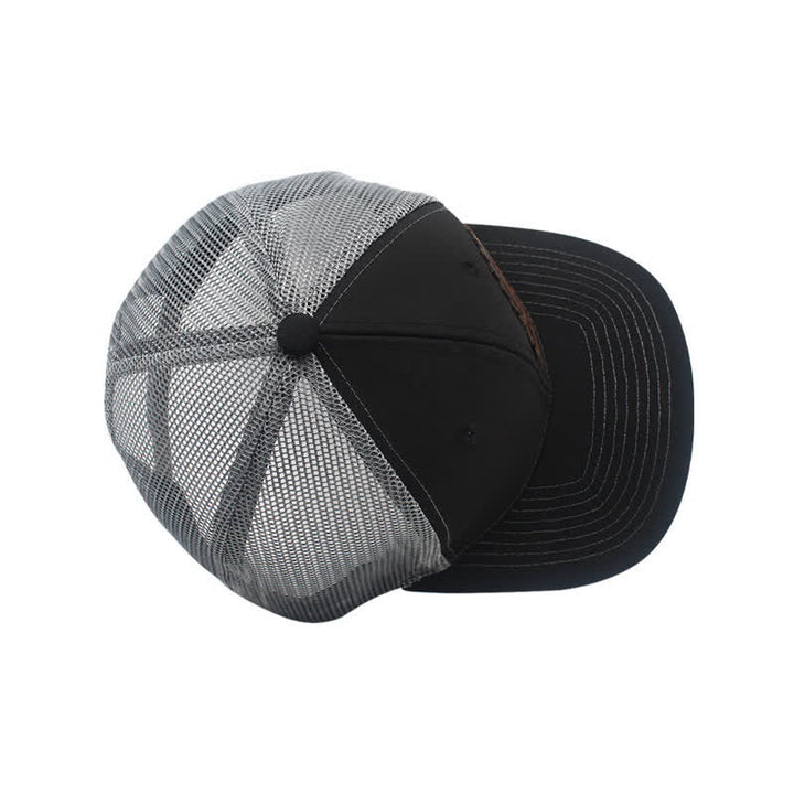 Casquette de camionneur en cuir marron avec motif de lettres
