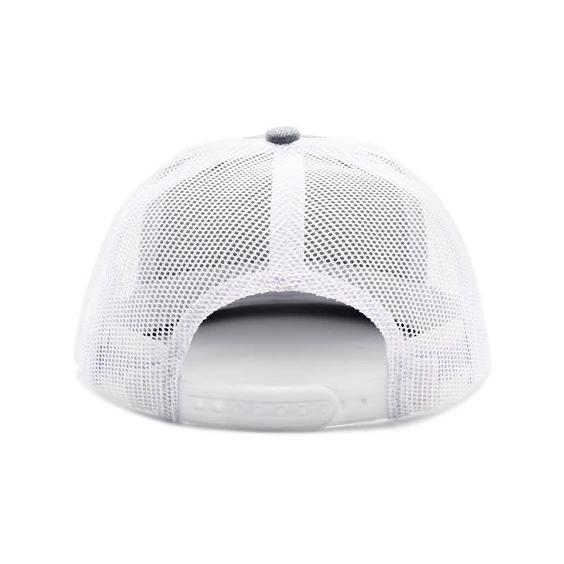 Casquette de camionneur en cuir marron avec motif de lettres