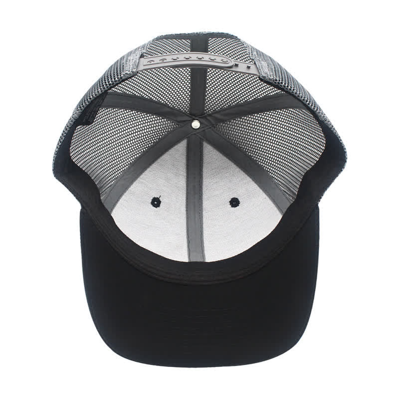 Casquette de camionneur en cuir marron avec motif de lettres