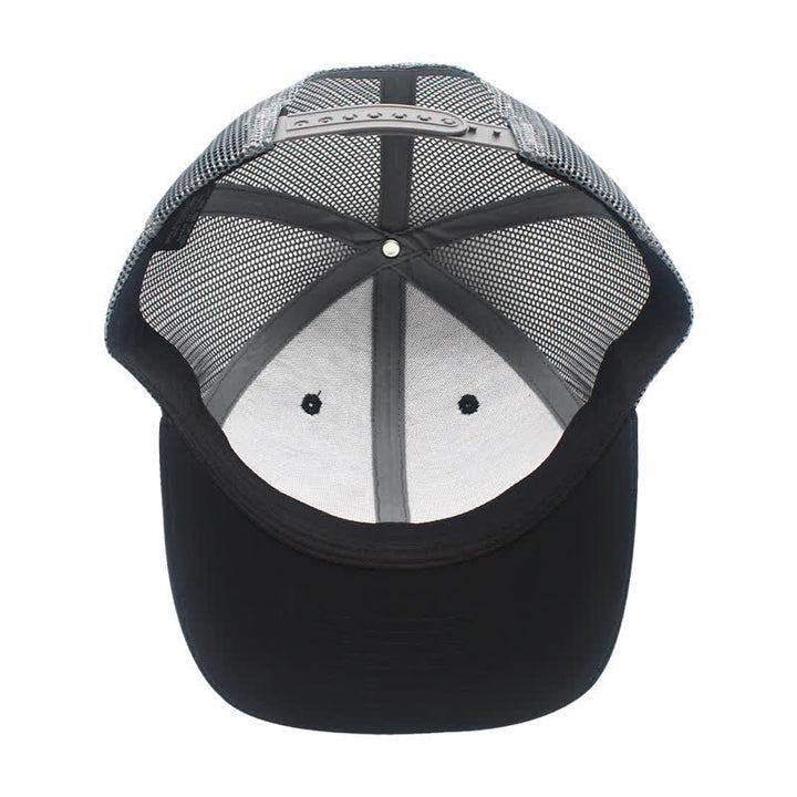Casquette de camionneur en cuir marron avec motif de lettres