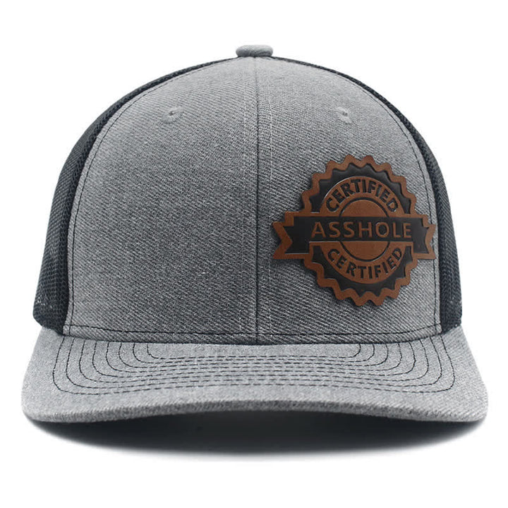 Casquette de camionneur en cuir marron avec motif de lettres
