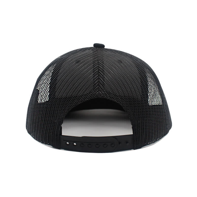 Casquette de camionneur en cuir marron avec motif de lettres