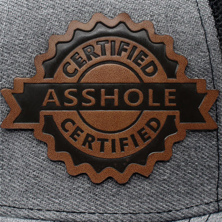 Casquette de camionneur en cuir marron avec motif de lettres