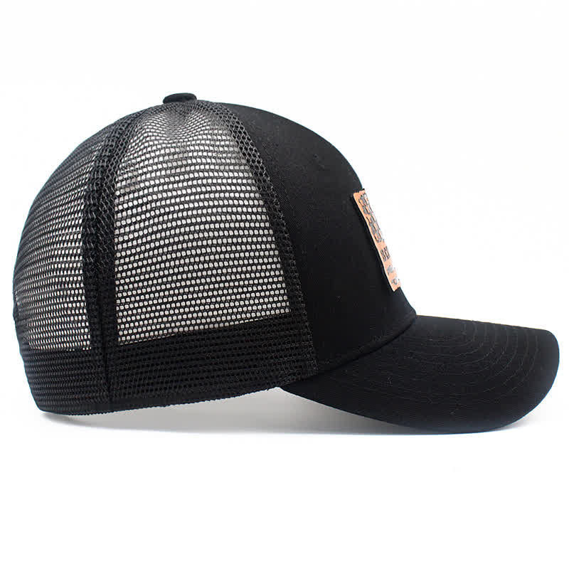 Casquette de camionneur avec patch en cuir et drapeau américain « Meilleur papa de tous les temps »