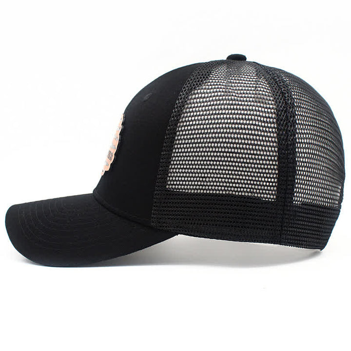 Casquette de camionneur avec patch en cuir et drapeau américain « Meilleur papa de tous les temps »
