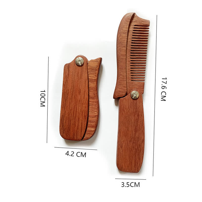 Peigne à barbe pliable en bois avec nom gravé personnalisé