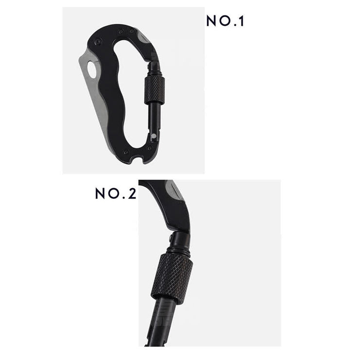 Couteau pliant multifonction 5 en 1, boucle en D, mousqueton, porte-clés