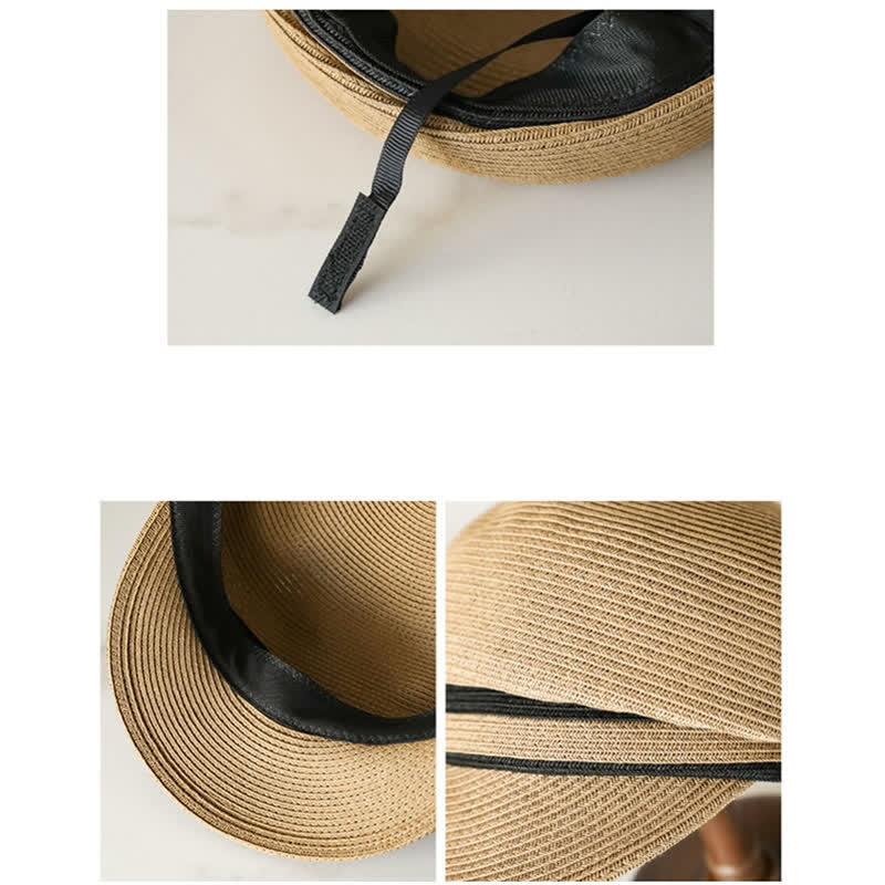 Chapeau gavroche classique en paille tissée à rayures pour femme