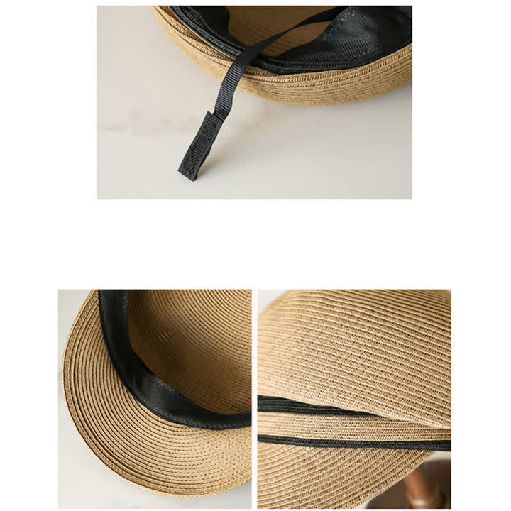 Chapeau gavroche classique en paille tissée à rayures pour femme