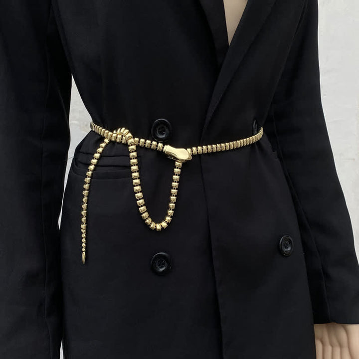 Ceinture rétro en métal en forme de serpent pour femme