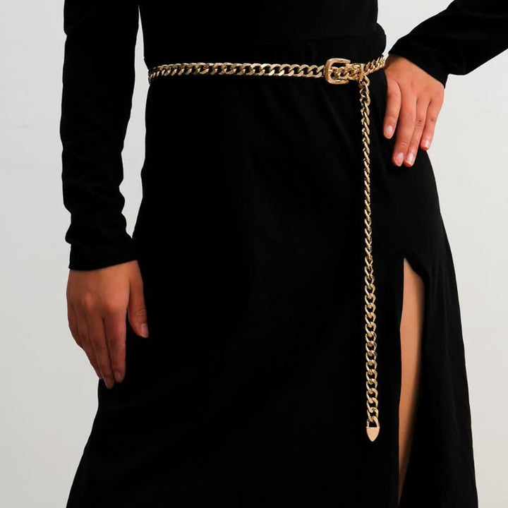 Ceinture en métal multicouche à maillons pour femme