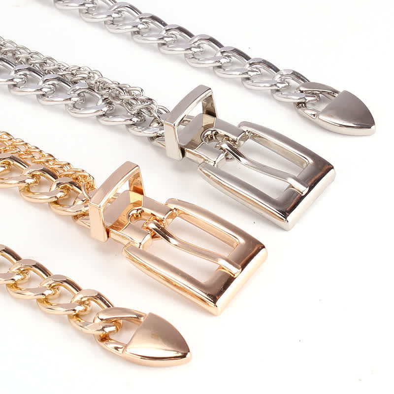 Ceinture en métal multicouche à maillons pour femme